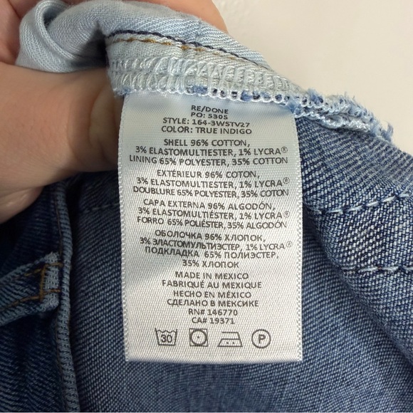 Re/Done Blue 70s Stovepipe Straight Leg Jeans Size 30 Denim Casual Button Fly - Picture 6 of 7